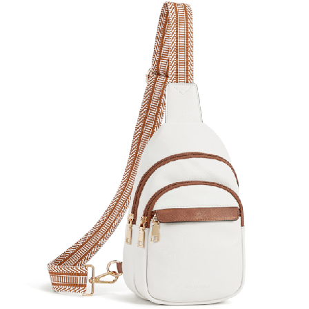 Liten Sling Bag för Kvinnor Läder Crossbody Väskor Midjeväska Bröstväska för Resor-0-beige