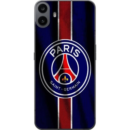 Kompatibelt Mobilskal till Nothing CMF Phone 1 Paris Saint-Germain-emblem med Eiffeltornet i centrum, vertikal rand i rött och vitt på blå textilst