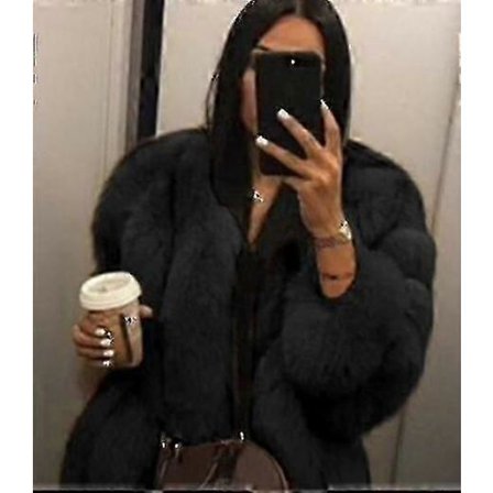 Kvinder Damer Vinter Varm Tyk Faux Pels Jakke Frakke Fluffy Overtøj Plus size, hw