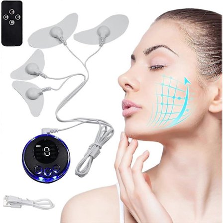 Elektrisk ansigtsmassager, EMS ansigtsmassager, ansigtsmassageapparat, med patch pads EMS stimulation muskelmassager 8 tilstande, til ansigtsmassage, 
