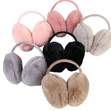 2 stk Vintervarme ørevarmere for kvinner/jenter Myk plysj fluffy kunstig pelsdeksel svart black