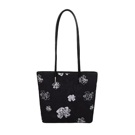 Fashionabel och avslappnad stor texturerad blomma enkel axel damhandväska