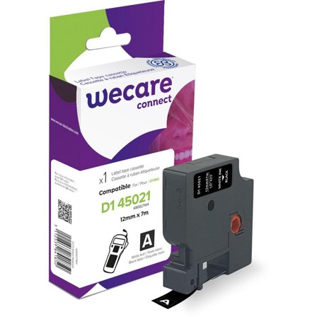 WECARE Tape 12mm Vit på Svart - Lyreco - Kontorsmaskiner - Märkmaskiner och tape - Tape - Dymo D1