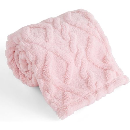 Rosa barnfilt, unisex, 76 x 102 cm, mjuk och bekväm, 3D-jacquard babyfilt.