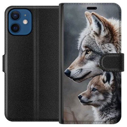 Kompatibelt Plånboksfodral till Apple Apple iPhone 12 mini Vargar Vilda Wolf Djur Mystik