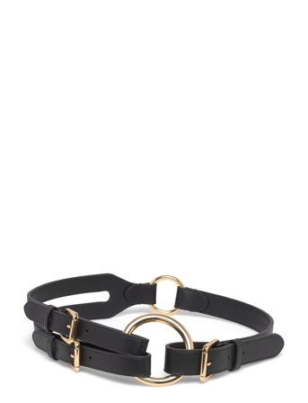 Tri-Strap O-Ring Leather Belt Black Lauren Ralph Lauren