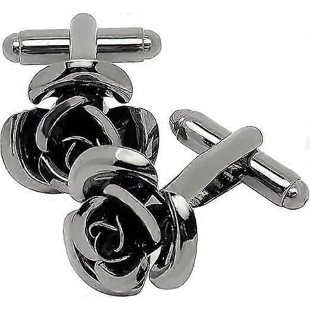 Rose Blomst Manchetknapper til Kvinder, Fransk Skjorte Unisex Manchetknapper, Smoking Manchetknapper til Forretning Bryllup Fødselsdag (Gunmetal)