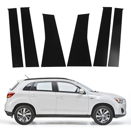 Fönsterstolpar Skyddskåpa Glänsande Svart PC-plast B-stolpe Dekal Ersättning för Mitsubishi ASX 2011 till 2020