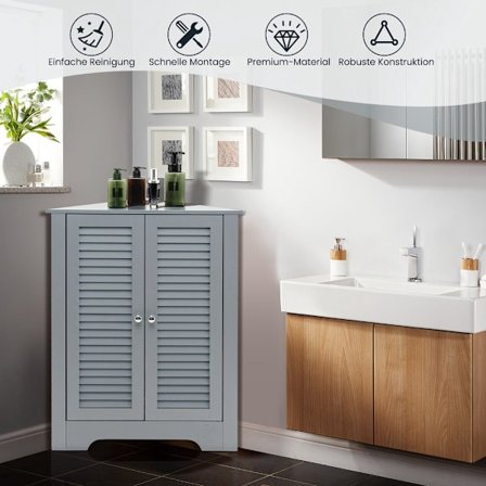 Kulmakaappi säleovilla ja säädettävällä hyllyllä, harmaa