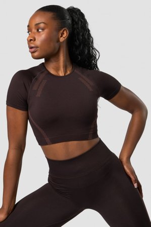 ICANIWILL - Impact Seamless Cropped T-shirt Dark Brown - Dames - sportkleding van ICIW