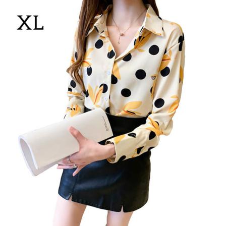 Dot Shirt Printed Långärmad Knapp Lös Casual Topp