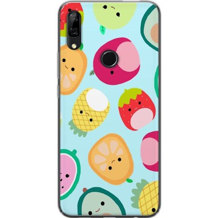 Yhteensopiva Puhelinkuori Huawei P Smart Z Kawaii-hedelmien kuvioita, kuten mansikkaa, sitruunaa, ananasta ja avokadoa vaaleansinisellä taustalla