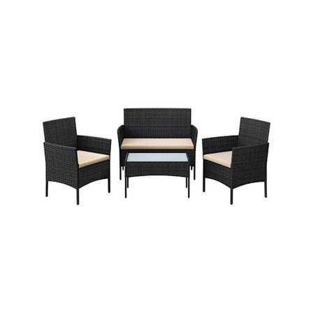 Rootz Havemøbelsæt - Udendørs møbelsæt - Havemøbelsæt - Spisestuesæt - Loungesæt - Samtalesæt - Bistrosæt - Rattan møbelsæt - Sort/Taupe