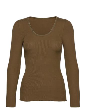 Silk T-Shirt T-shirts & Tops Long-sleeved Grønn Rosemunde*Betinget Tilbud