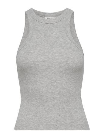 Basic Rib Tank Top Ærmeløs Top Grå Gina Tricot