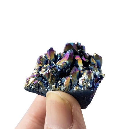 1/2 stk. Naturlig Kvarts Krystal Sten Regnbue Titanium Klynge Mineral Prøve Healing Sten Dekorative Håndværk