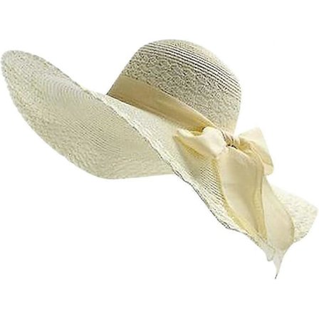 Dames Fascinator Derby Hat Kirke Bredbremmet Solhat Blød Halmhat Te-Fester Bryllupshatte Sommer UV-Beskyttelse