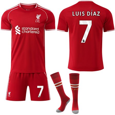 2025-2026 Liverpool Hemmatröja Set Barn Vuxen Fotbollsset Nr 7 Luis Diaz Nr 7 Luis Diaz 26-Perfekt
