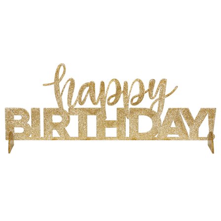 Pöytäkoriste Happy Birthday Kulta