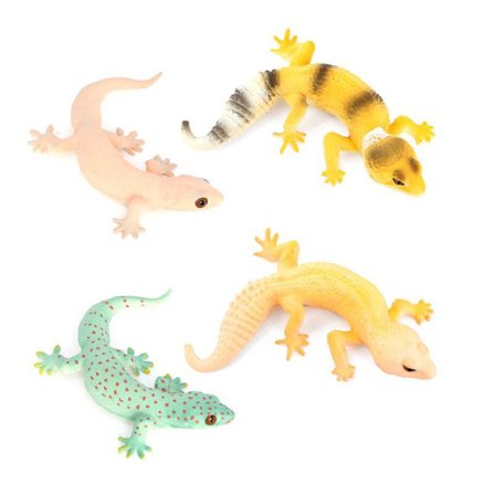 4 stk Realistiske Gekko- og Øglefigurer Sett, PVC Reptilmodeller, Pedagogiske Leker for Barn, Amfibier og Reptilfigurer for Lek og Dekorasjon_Supe