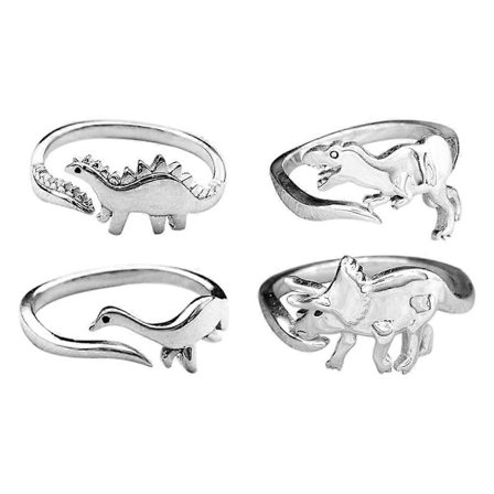 4x Stilige Legeringsringer Dinosaur Tema Ornament for Kvinner Menn Fest Halloween