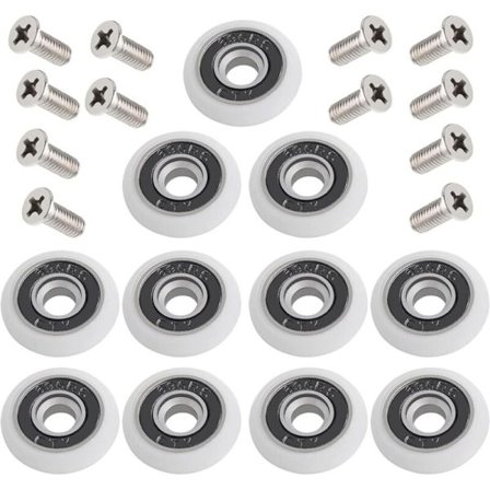 12 Stycken Duschdörr Rullhjul, Skjutdörr Rulle, Dusch Skjutdörr Rulle, Dörr Rulle, Med Skruvar, För Dusch Skjutdörr, Vit, 19mm