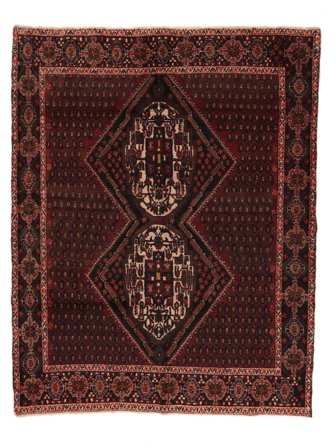 Hand Knotted Persian Afshar Shahre Babak Rug 160X200 Black/Dark Red