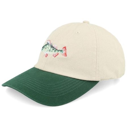 Wild Spirit - Beige unconstructed Keps - Perch Fish Washed Stone/Dark Green Dad Cap @ Hatstore