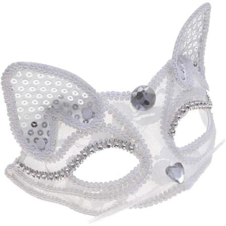 Halvmaske för par Rävhalsmask Vintage Halv Ansiktsmaskerad Festdekorationer för Halloween Mardi Gras Maskeradfest 1 st (Vit)