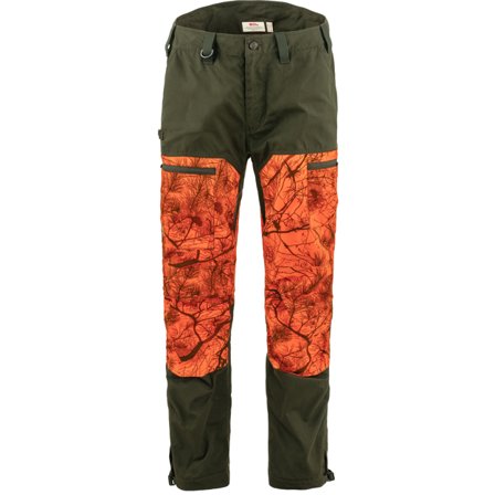 Fjällräven Drev Hybrid Housut 52/REGULAR - Miehet - Deep Forest-Orange Multi Camo - Metsästyshousut