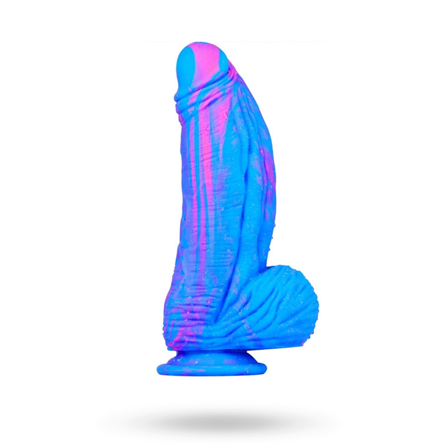 Silicone Dildo Fat Dick Blue-Pink 25cm - Vuxen.dk: For hende