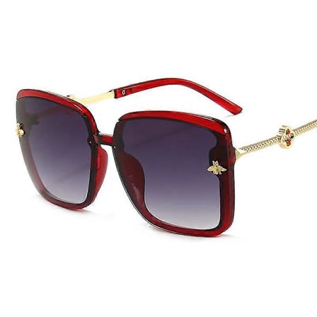 Överdimensionerade Lyxiga Bi-solglasögon Kvinnor Män Vintage Metall Stora Solglasögon Kvinnor Fyrkantiga Oculos Gafas Lentes De Sol 2022 röd