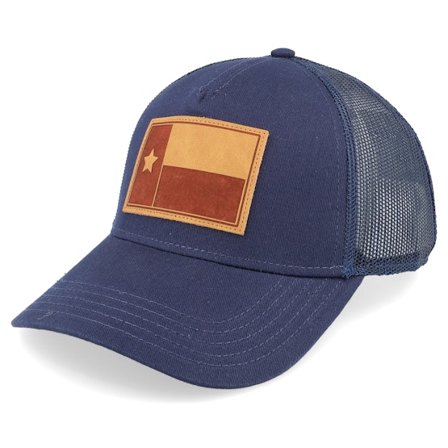 American Needle - Blå trucker Caps - Texas Twill Valin Leather Ptch Navy Trucker @ Hatstore
