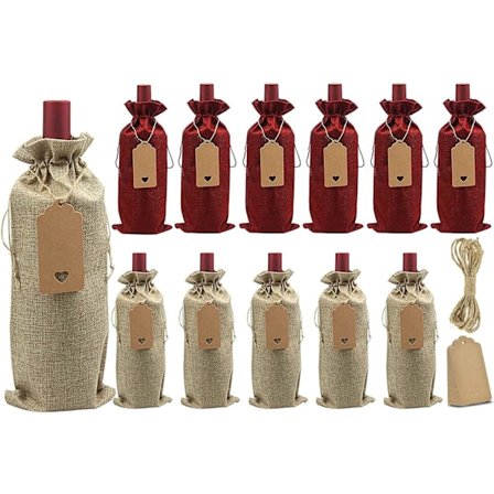 12 Pakk Vinposer, Vinboks Emballasje, Julegavepose, Fødsel