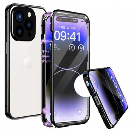 TG Stilrent Dubbelsidigt Magnetskal - iPhone 14 Pro Svart