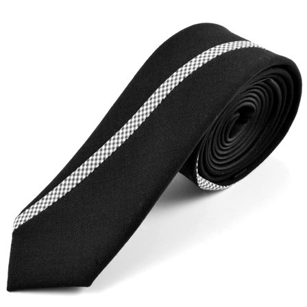 Black & White Detail Wool Tie for Men - Skinny ties