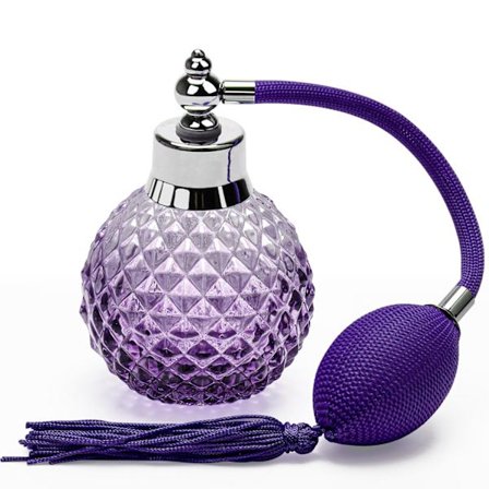 Crystal Art Refillable Parfyme Atomizer - 100ml Vintage Stil Veskesprayflaske, Lang Mist, Lekkasjesikker (Lilla)