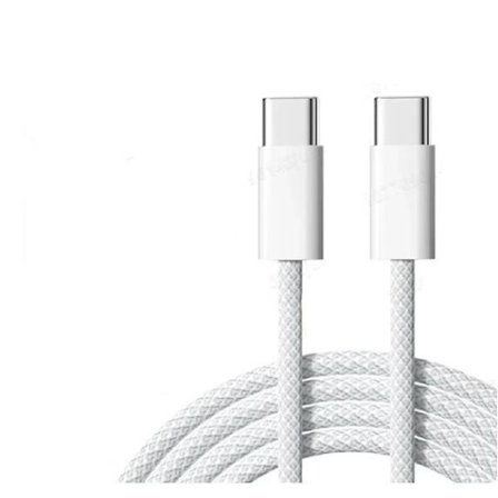 NÖRDIC 1m USB 2.0 USB-C til C-kabel til iPhone 15/15 Pro/15 Plus/15 Pro Max 3A 480Mbps 60W hvid