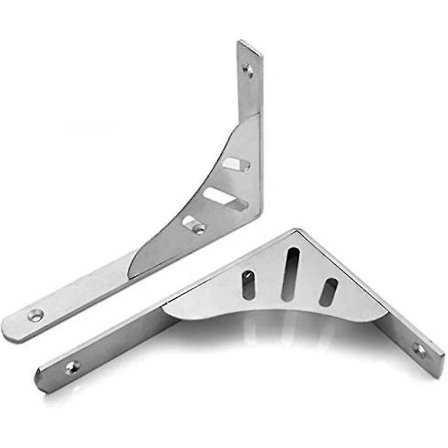 2 stk. rustfrie beslag, L-formet trekant hyldebeslag