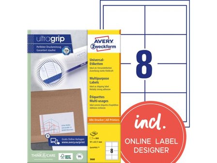 AVERY Etikett 97x67,7mm 800/fp - Lyreco - Emballage och lagerutrustning - Etiketter och godsmärkning - Multifunktionsetiketter