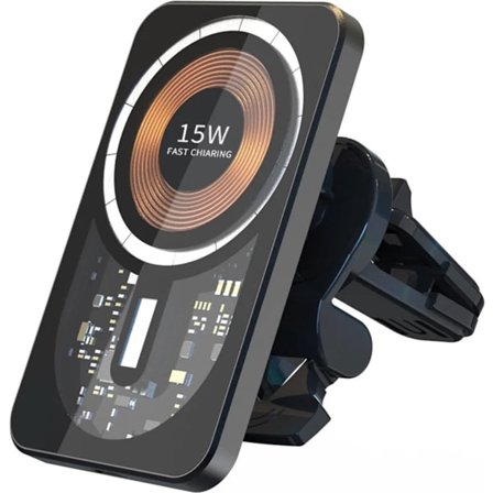 Bilholder MagSafe, Biltelefonholder, Egnet for Apple iPhone 15/14/13/12/ Mini / Pro / Pro Max Mag-safe, Svart, Magnetisk Holder Ventilasjon