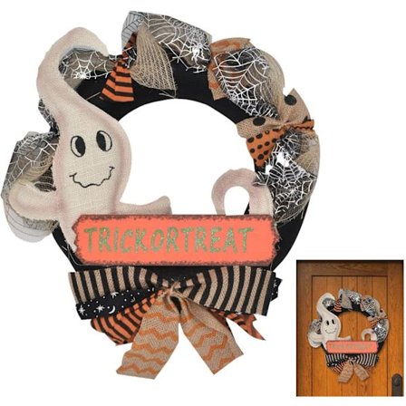 1 st (4) Halloween-skalle - Halloween-dörr med skalle - Spöklik krans