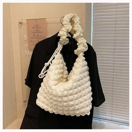 Puffy Handbag Wrist Tote Bag HVIT