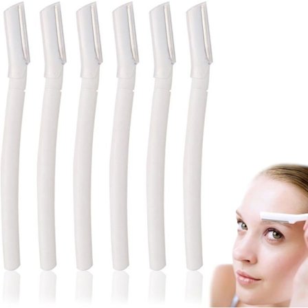 Sæt med 6 øjenbrynsknive - Dermaplaning-kniv - Ansigtskniv - Damekniv - Øjenbrynskniv - Til dunet hår og stubbe