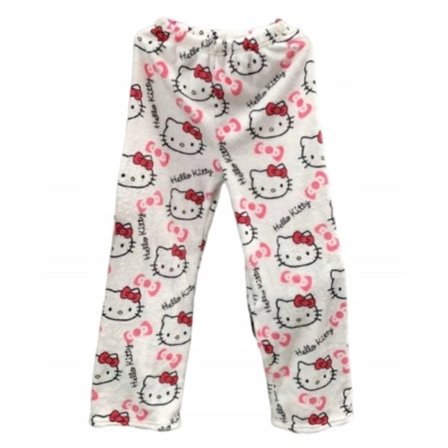 Tegneserie HelloKitty Flanell Pyjamas Plysj og Tykk Isolering Pyjamas for Kvinner - Hvit White