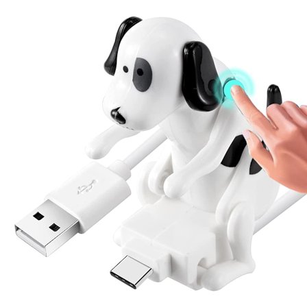 Humpande hundtelefonladdare för typ C, rolig touch hund USB snabbladdningskabel rörlig herrelös hund mobiltelefonladdare sladd (4ft) med touch switch 