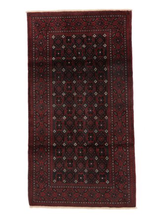 Handgeknoopt Perzisch Beluch Vloerkleed 98X180 Zwart/Donkerrood