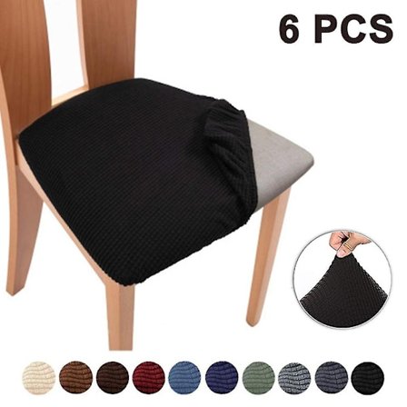 6 stk Stretch Jacquard stolsetertrekk, avtagbare stolsetepute