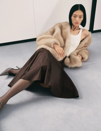 Mango Faux-Fur Coat With Buttons - Beige - S