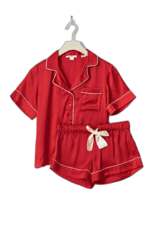 Röd silkes pyjamas